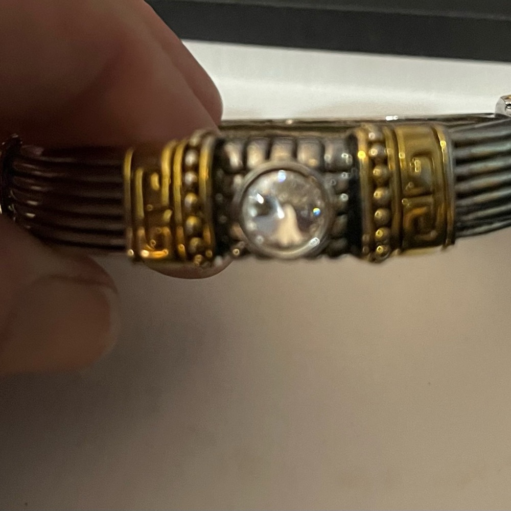 Premier design silver/gold hinge bangle bracelet